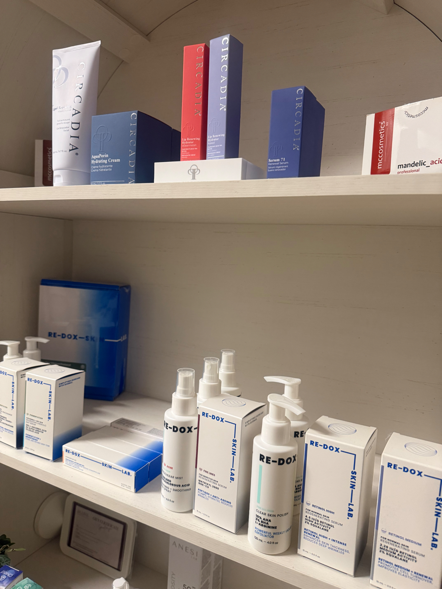 Professional skincare ranges on the shelves at Alura Skin Studio